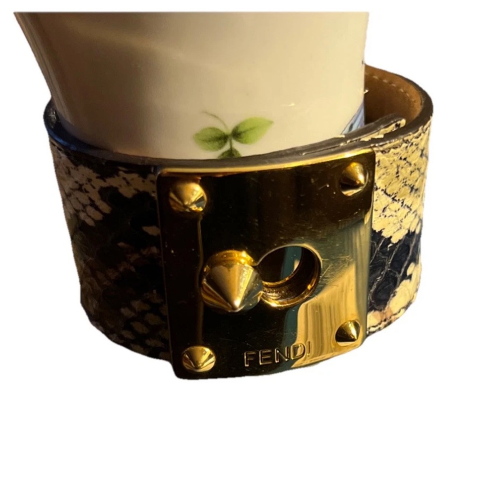 Unused without tags Fendi Leather And Snakeskin Bracelet Cuff